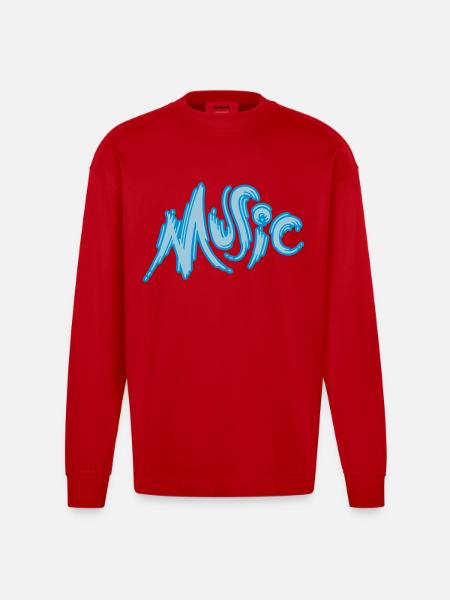 Music - Heavyweight Oversized Organic Langarmshirt Made in EU - Rot