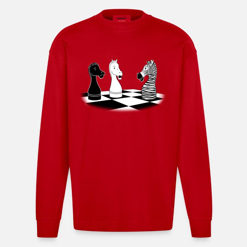 Zebra Ritter - Heavyweight Oversized Organic Langarmshirt Made in EU - Rot