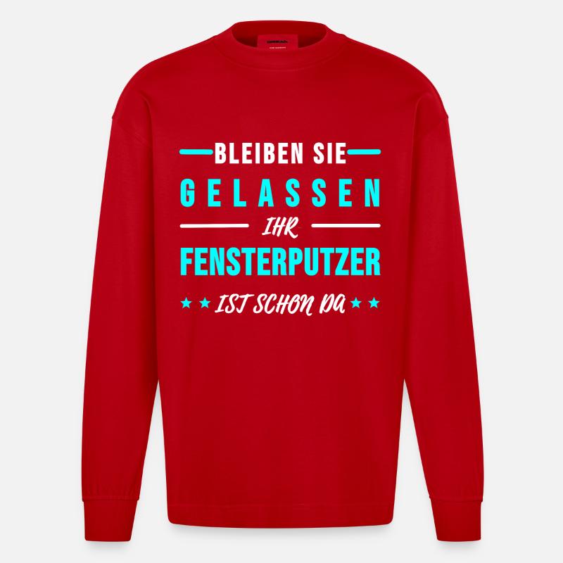 Fensterputzer Gebäudereiniger Sprüche Geschenk - Heavyweight Oversized Organic Langarmshirt Made in EU - Rot