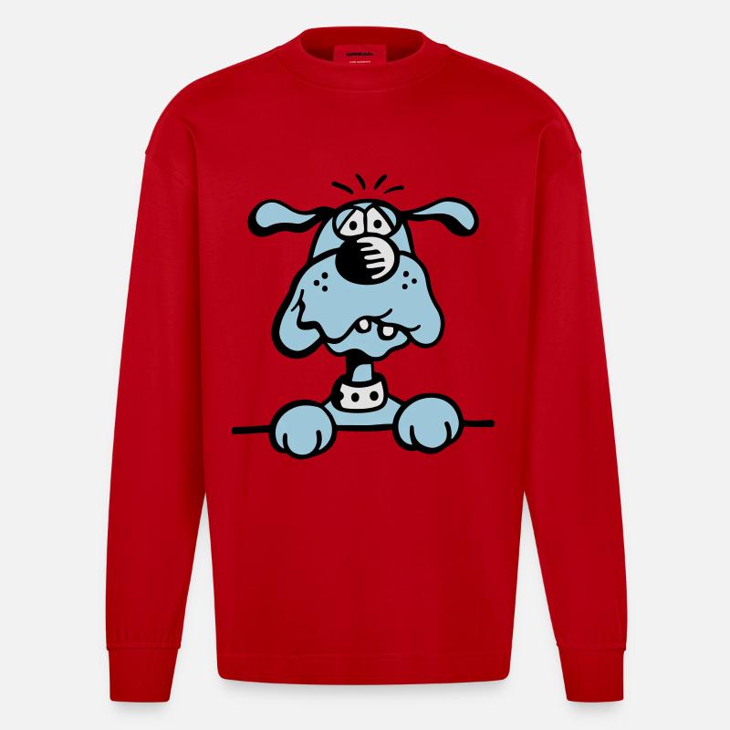 Knuffiges Hündchen - Heavyweight Oversized Organic Langarmshirt Made in EU - Rot