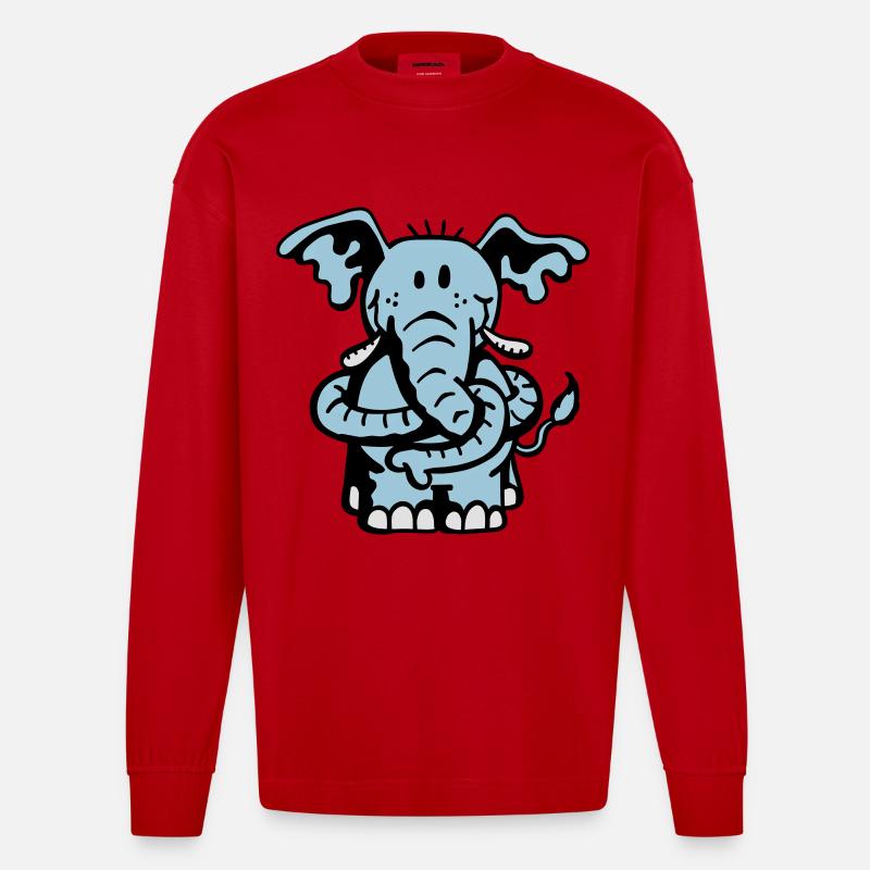 Dicker Elefantenknoten - Heavyweight Oversized Organic Langarmshirt Made in EU - Rot
