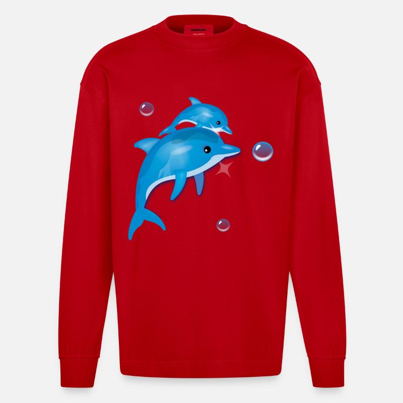 Dolphin - Heavyweight Oversized Organic Langarmshirt Made in EU - Rot