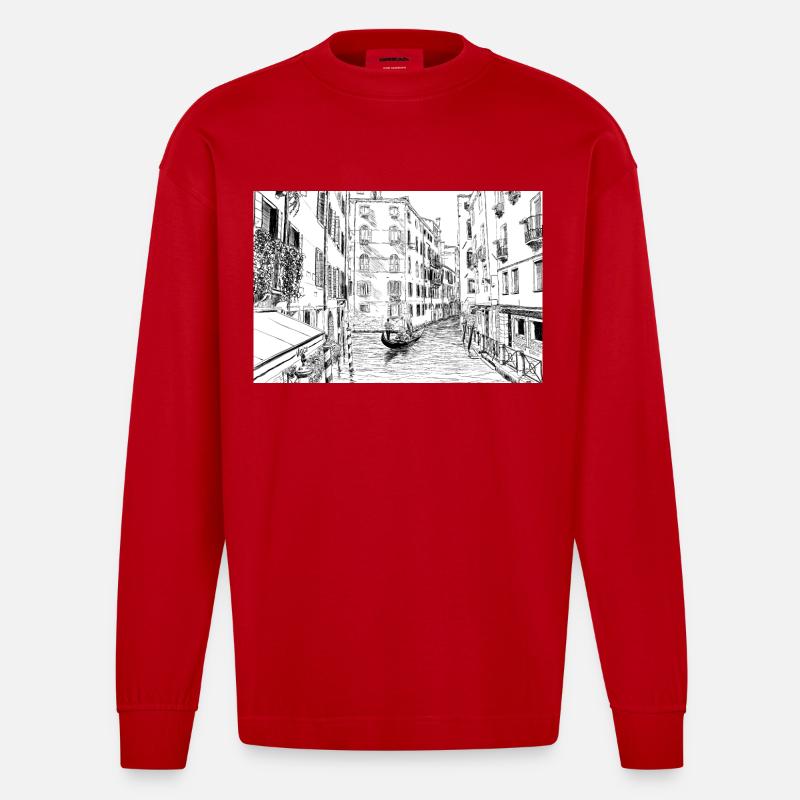 Venedig - Heavyweight Oversized Organic Langarmshirt Made in EU - Rot