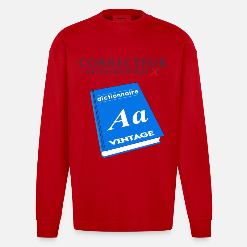 Rechtschreibprüfung - Heavyweight Oversized Organic Langarmshirt Made in EU - Rot