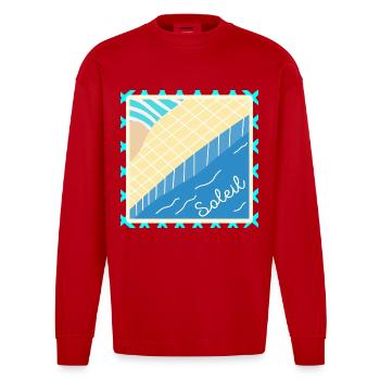 SWIMMING POOL SUMMER VACATION SUN - Heavyweight Oversized Organic Longsleeve Shirt Made in EU - red - Front