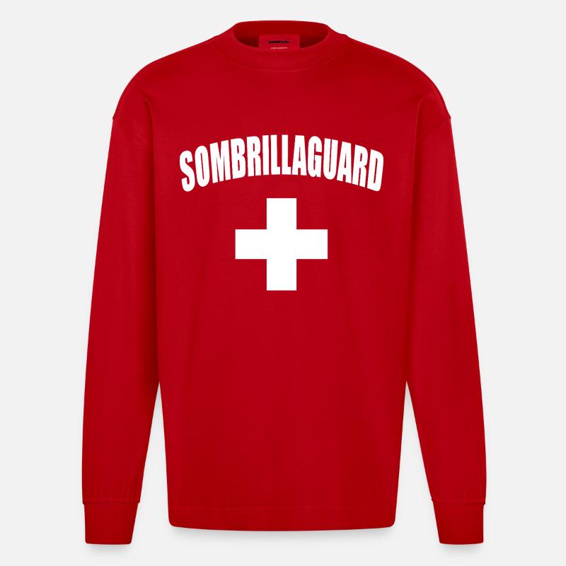 Wachschirm, Rettungsschwimmer - Heavyweight Oversized Organic Langarmshirt Made in EU - Rot