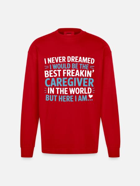Beste Pflegerin Der Welt Design - Heavyweight Oversized Organic Langarmshirt Made in EU - Rot