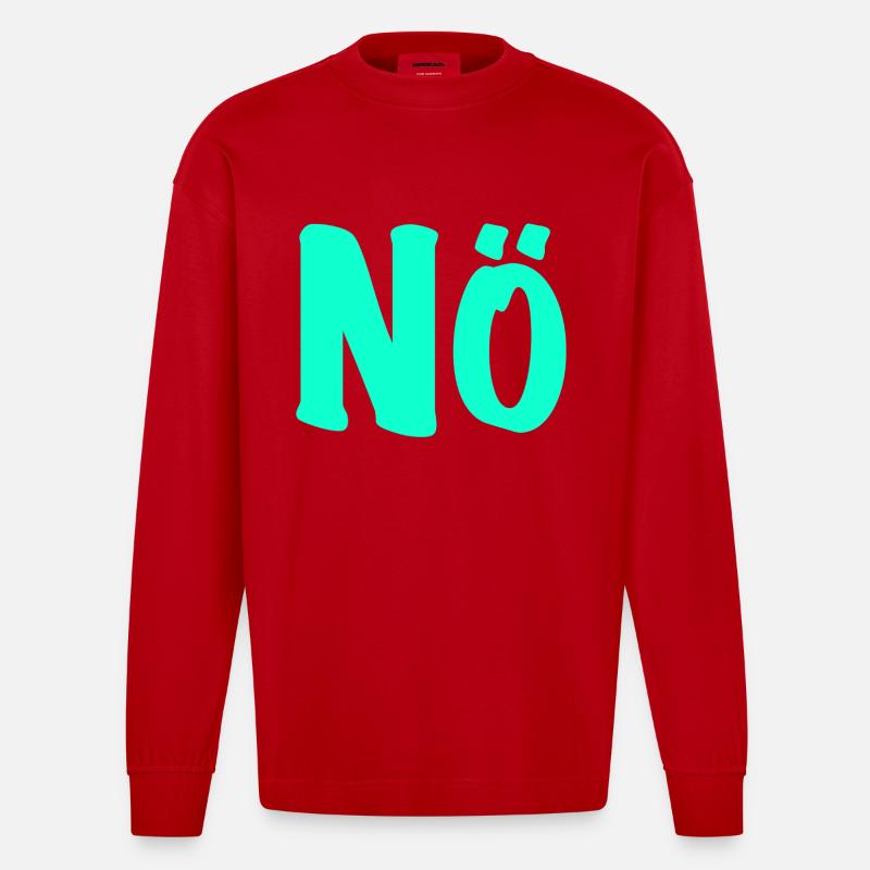 NÖ - null Bock - anti - dagegen - Heavyweight Oversized Organic Langarmshirt Made in EU - Rot
