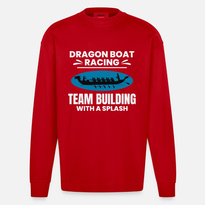 Synchronisiertes Paddelteam Drachenboot - Heavyweight Oversized Organic Langarmshirt Made in EU - Rot