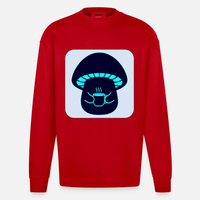 PILZE SAMMELN - TEE - Heavyweight Oversized Organic Langarmshirt Made in EU - Rot