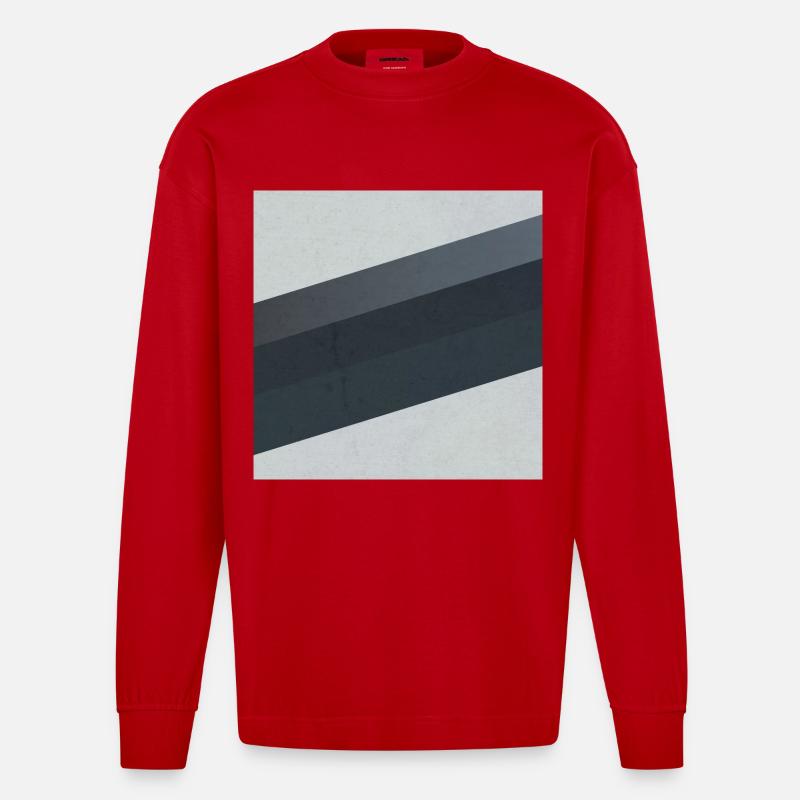 Scandi Geometric Art Grau Sand - Heavyweight Oversized Organic Langarmshirt Made in EU - Rot
