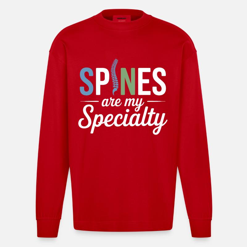 Lizenzierte DC Professional Spinal Adjustment Apparel - Heavyweight Oversized Organic Langarmshirt Made in EU - Rot