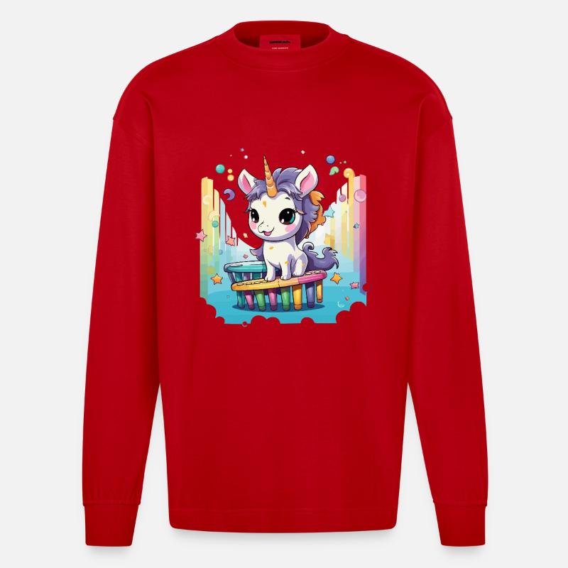 Pastel uni on rainbow slide - Heavyweight Oversized Organic Longsleeve Shirt Made in EU - red
