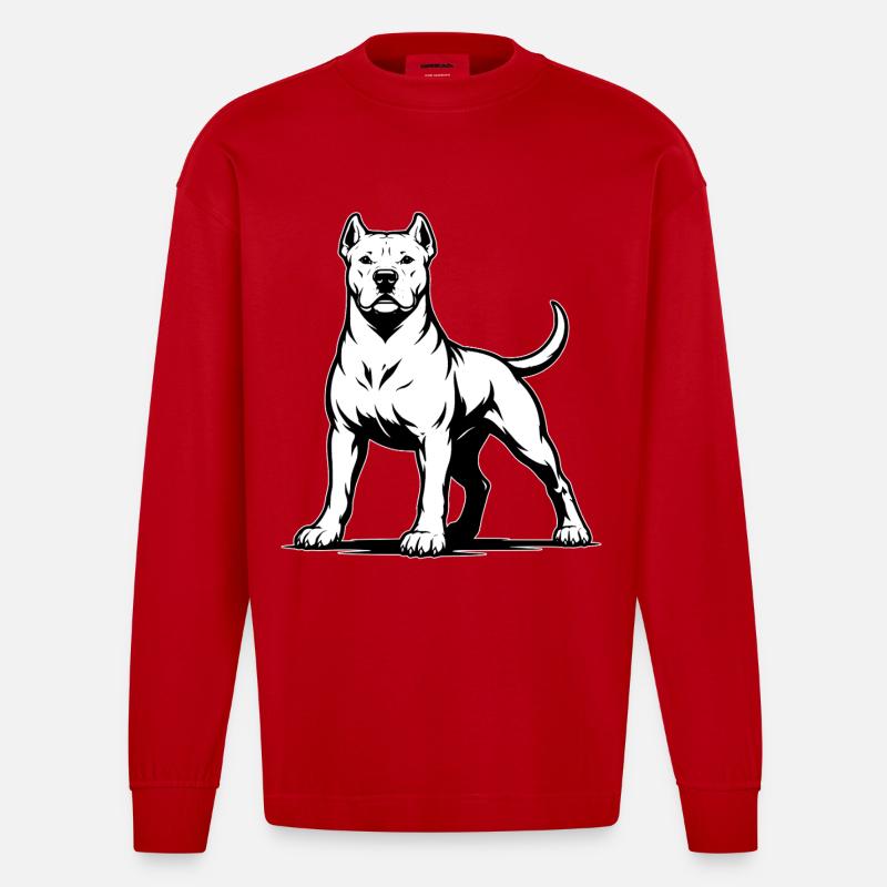 Dogo Argentino in stolzer Pose - Heavyweight Oversized Organic Langarmshirt Made in EU - Rot