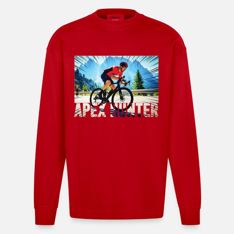 APEX HUNTER Mountainbiker - Heavyweight Oversized Organic Langarmshirt Made in EU - Rot