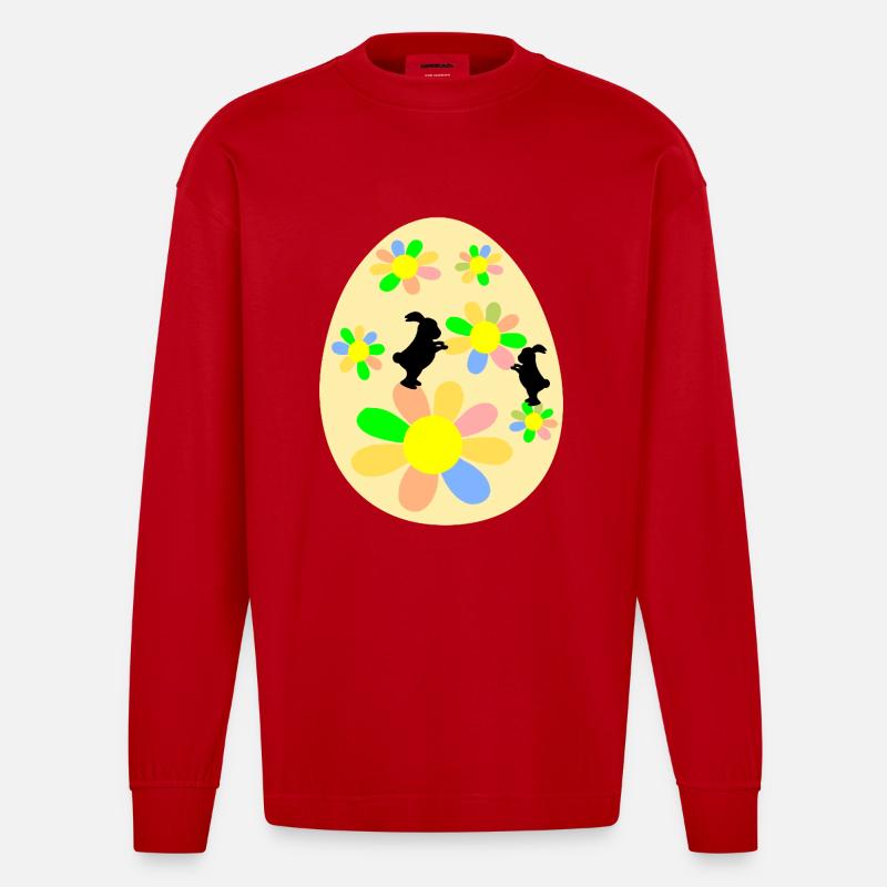 Easter Eggs Easter Bunny - Heavyweight Oversized Organic Longsleeve Shirt Made in EU - red