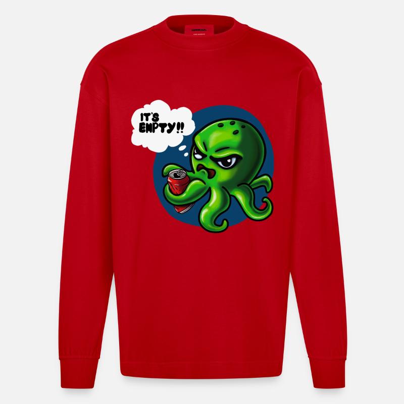 Grumpy Kraken - Manches longues bio épais oversize fabriqué en UE - rouge