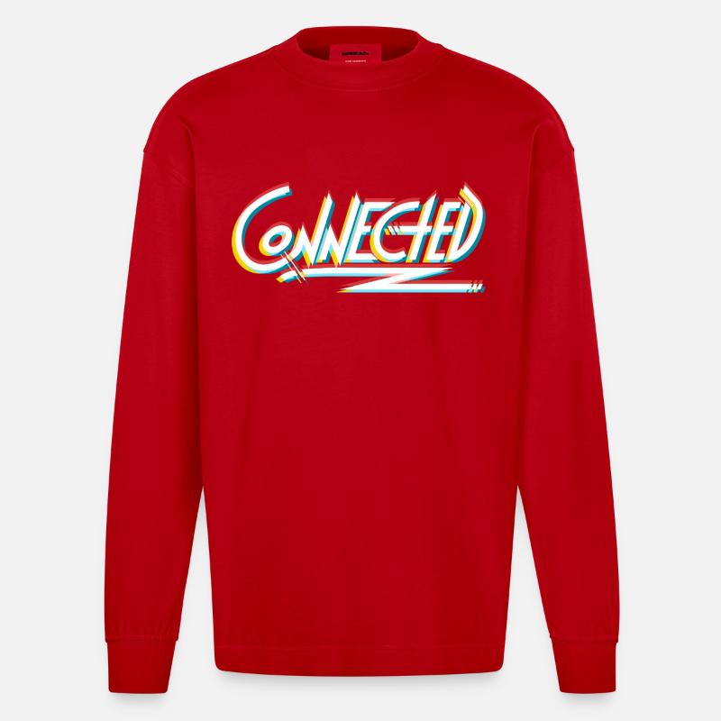 Connected_white_prism - Heavyweight Oversized Organic Langarmshirt Made in EU - Rot