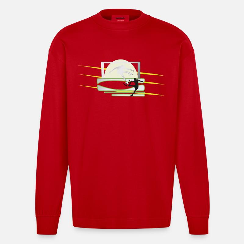 Kicker Ball Graphics - Heavyweight Oversized Organic Longsleeve Shirt Made in EU - red