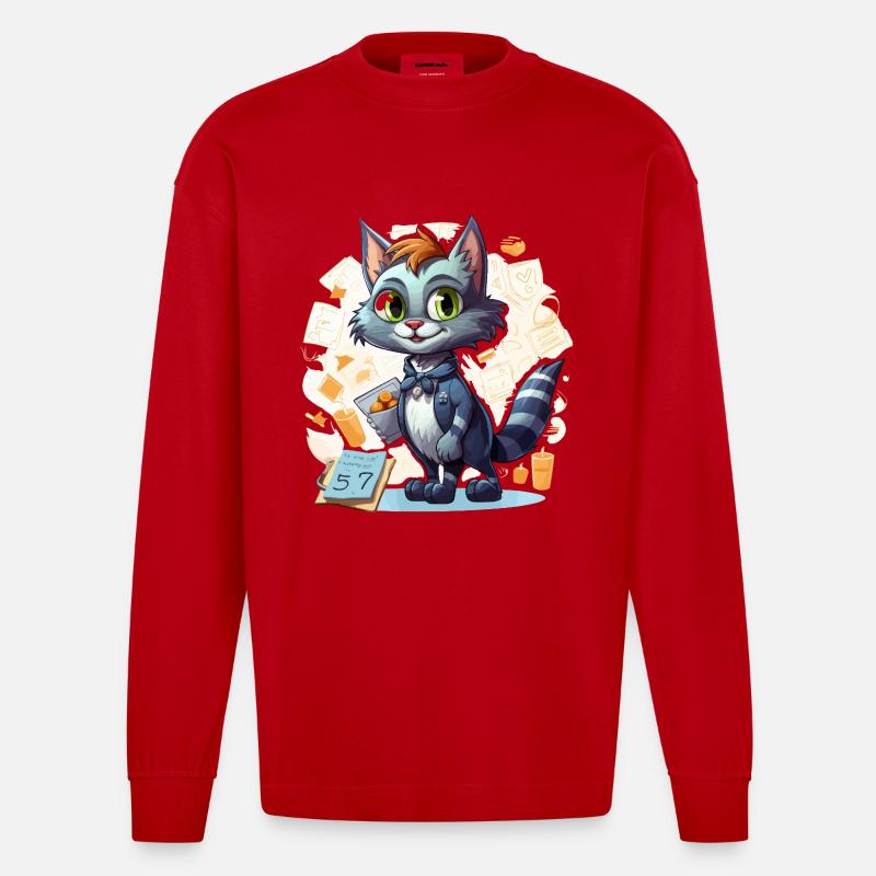 Chat de bureau en costume - Manches longues bio épais oversize fabriqué en UE - rouge