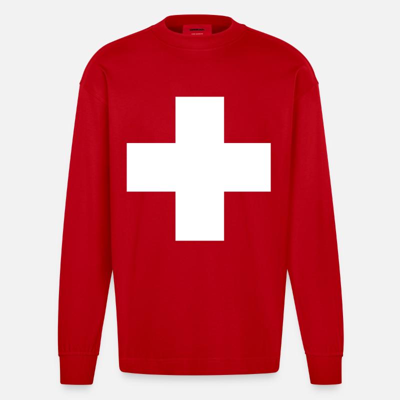 Schweiz - Heavyweight Oversized Organic Langarmshirt Made in EU - Rot
