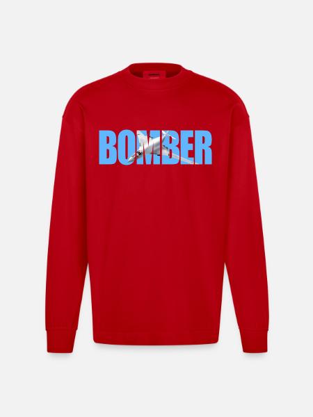 Bomber Tu-160 - Heavyweight Oversized Organic Longsleeve Shirt Made in EU - red