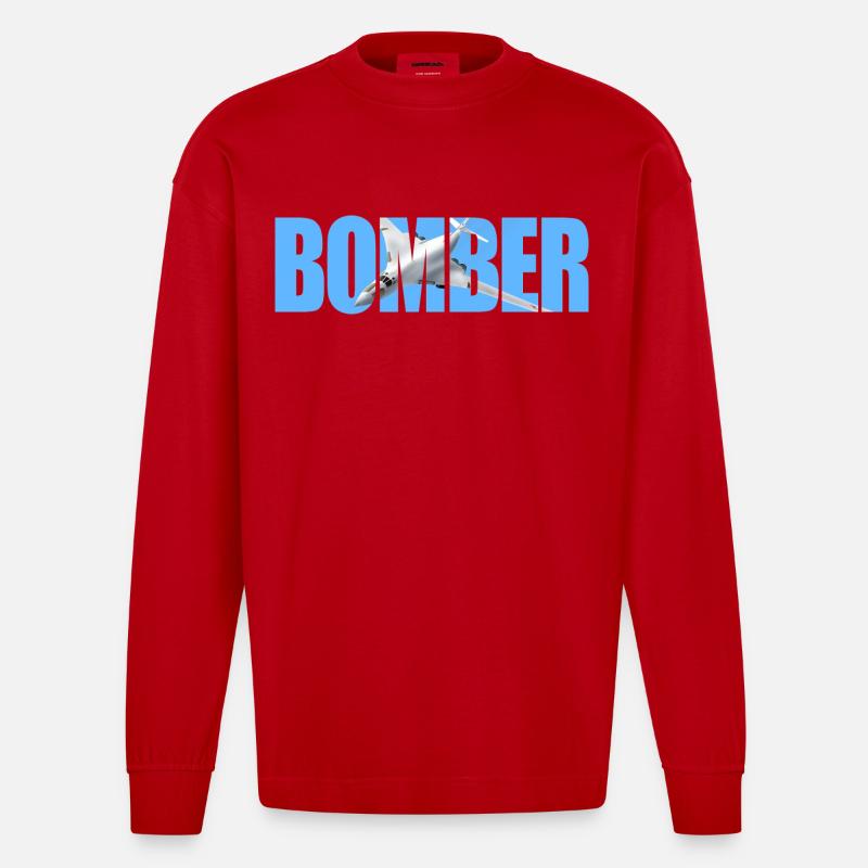 Bomber Tu-160 - Heavyweight Oversized Organic Longsleeve Shirt Made in EU - red