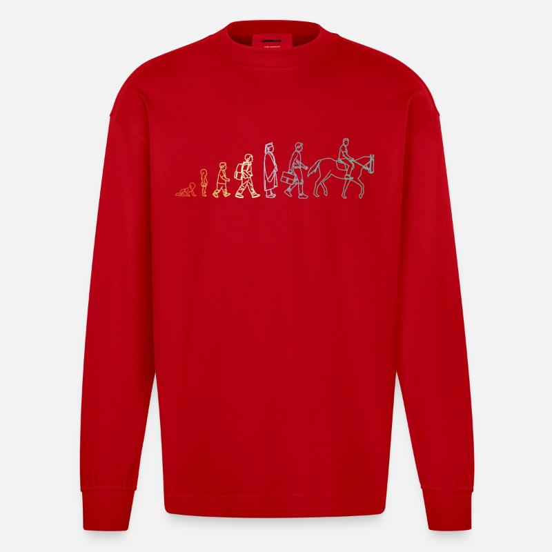 Equestrian Evolution - Heavyweight Oversized Organic Longsleeve Shirt Made in EU - red