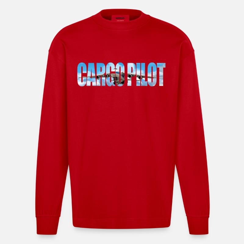 Cargo pilot An-124 - Heavyweight Oversized Organic Langarmshirt Made in EU - Rot