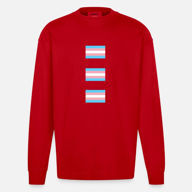 Drapeaux de la Fierté Trans - Manches longues bio épais oversize fabriqué en UE - rouge