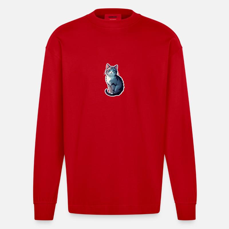 Cute cat - Heavyweight Oversized Organic Langarmshirt Made in EU - Rot