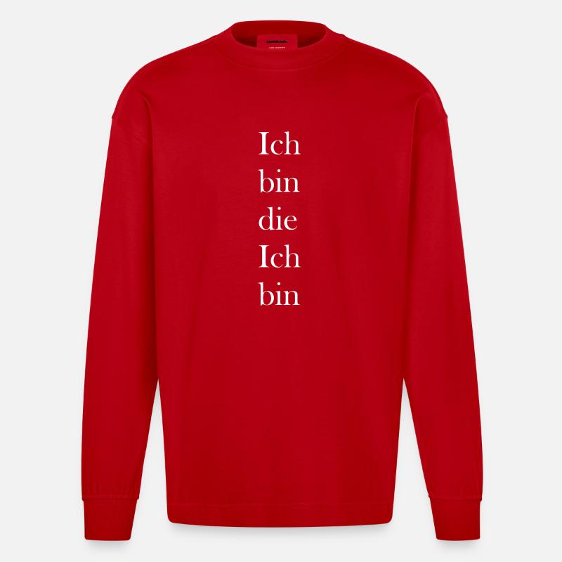 Ich bin die Ich bin - Heavyweight Oversized Organic Langarmshirt Made in EU - Rot