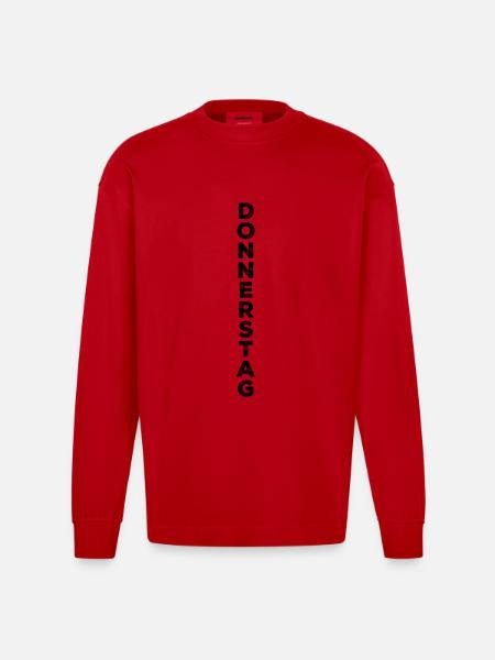Thursday - black - Heavyweight Oversized Organic Longsleeve Shirt Made in EU - red