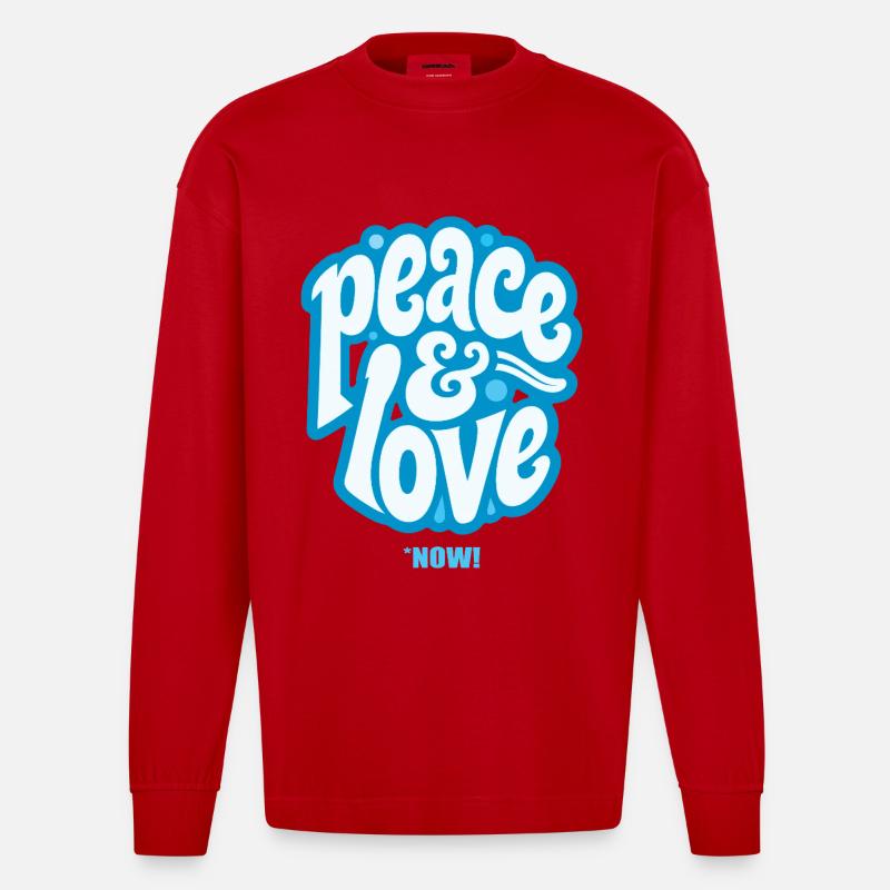 PEACE LOVE #3 - let's talk - Manches longues bio épais oversize fabriqué en UE - rouge