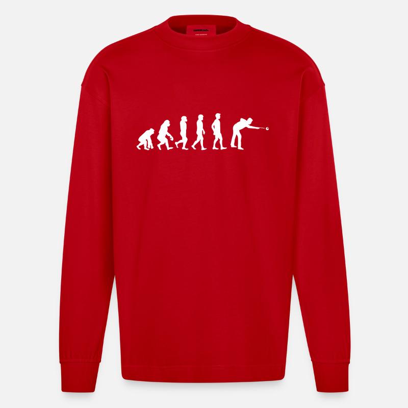 Evolution Billard - Heavyweight Oversized Organic Langarmshirt Made in EU - Rot