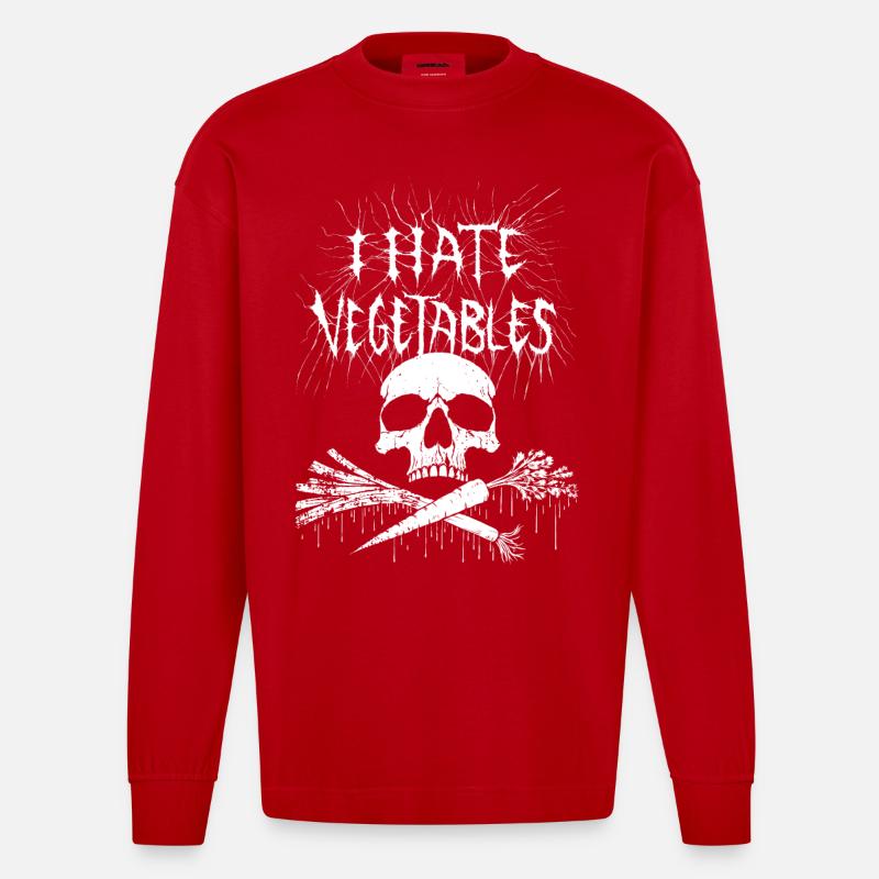Ich hasse Gemüse! - Heavyweight Oversized Organic Langarmshirt Made in EU - Rot
