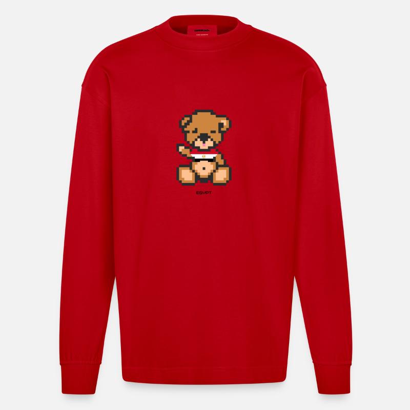 Pixel Bear Egypt - Manches longues bio épais oversize fabriqué en UE - rouge