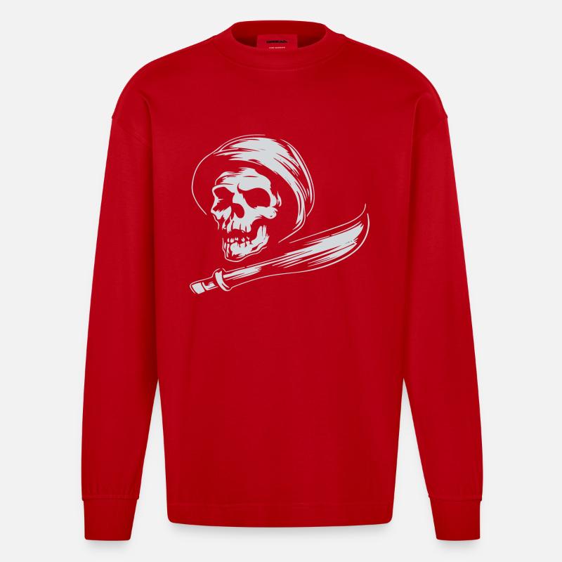 SKULL REAPER - Heavyweight Oversized Organic Langarmshirt Made in EU - Rot