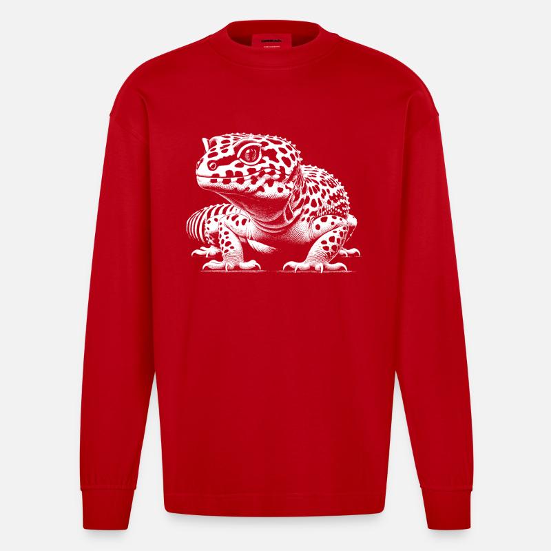 Gecko léopard - Manches longues bio épais oversize fabriqué en UE - rouge