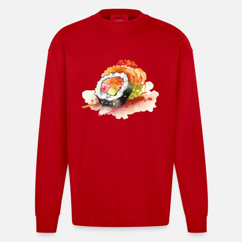 Sushi - Heavyweight Oversized Organic Langarmshirt Made in EU - Rot