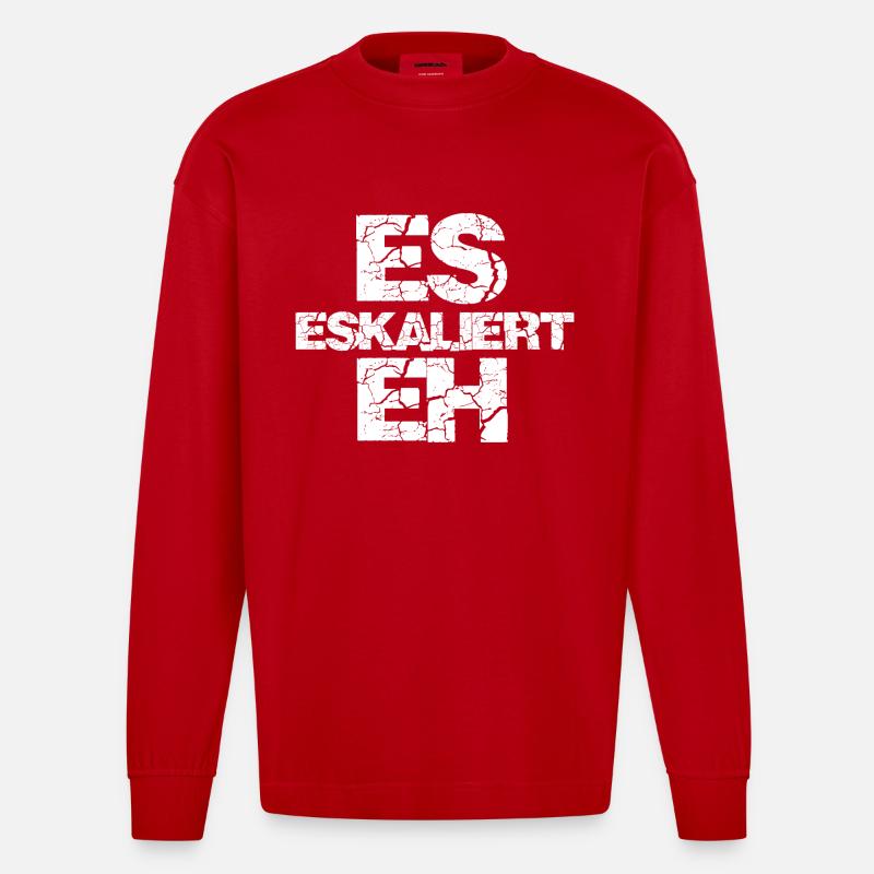 Es eskaliert eh - Heavyweight Oversized Organic Langarmshirt Made in EU - Rot