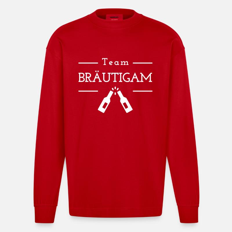 Team Bräutigam - Heavyweight Oversized Organic Langarmshirt Made in EU - Rot