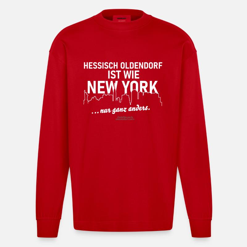 Hessisch Oldendorf - Heavyweight Oversized Organic Langarmshirt Made in EU - Rot