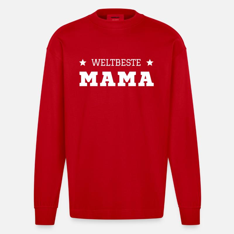 Weltbeste Mama - Heavyweight Oversized Organic Langarmshirt Made in EU - Rot
