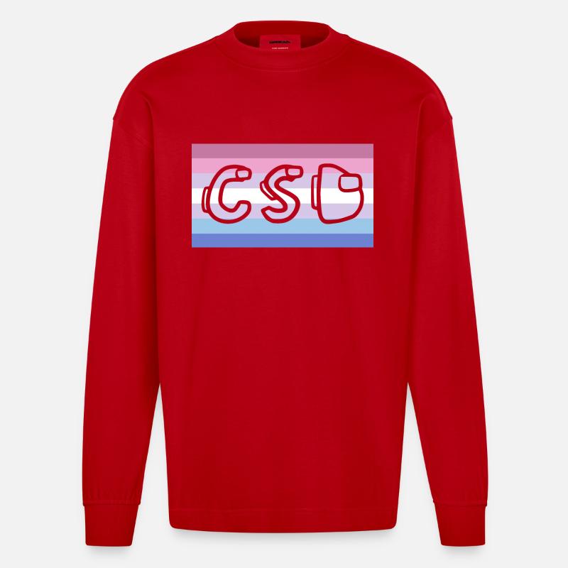 bigender pride CSD - Heavyweight Oversized Organic Langarmshirt Made in EU - Rot