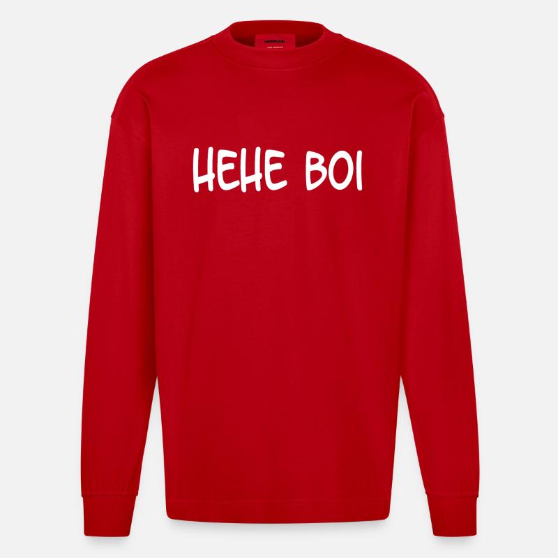Hehe Boi - Heavyweight Oversized Organic Langarmshirt Made in EU - Rot