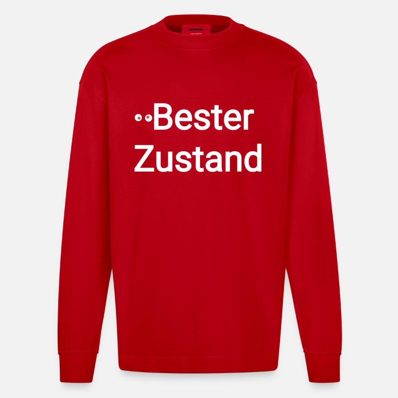 Bester Zustand - Heavyweight Oversized Organic Langarmshirt Made in EU - Rot