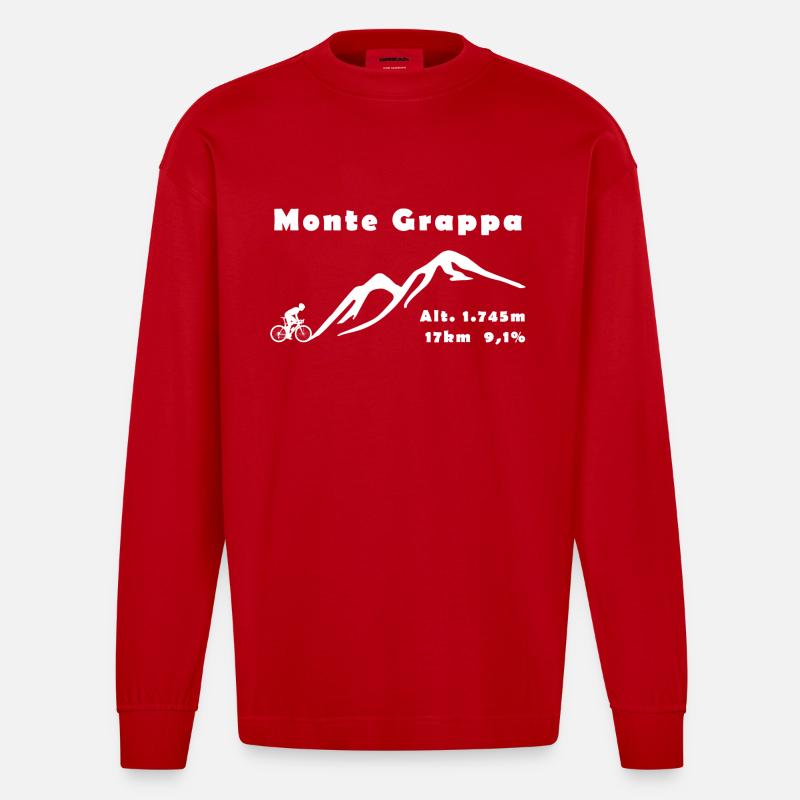 Monte Grappa - Manches longues bio épais oversize fabriqué en UE - rouge