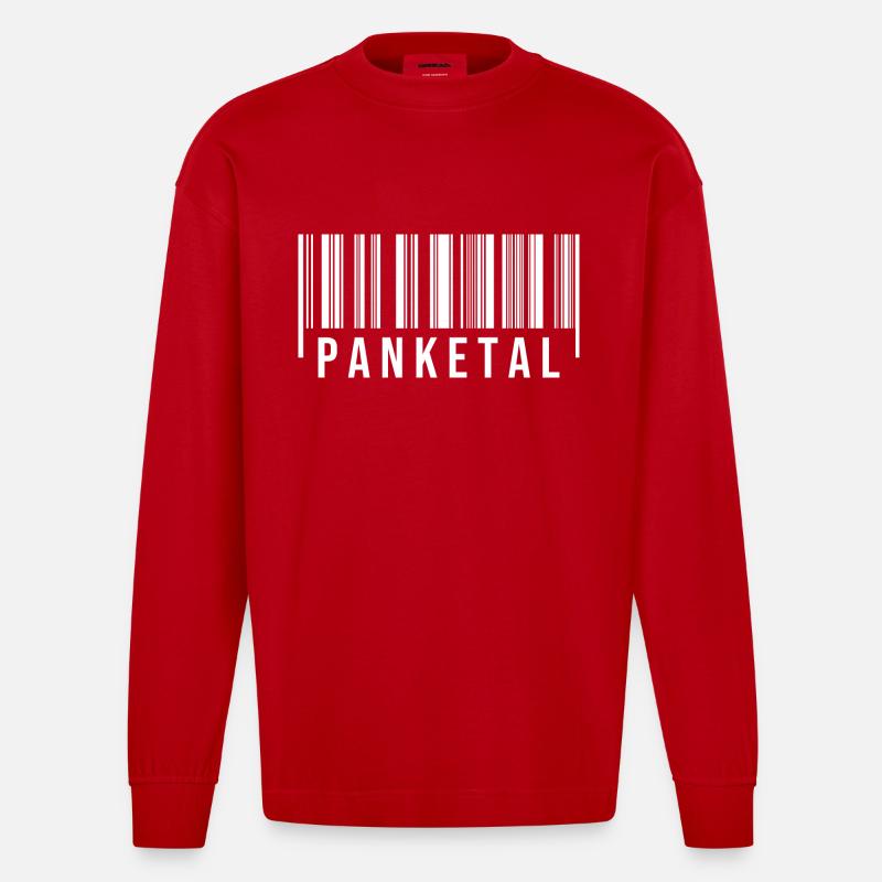 Panketal Strichcode - Heavyweight Oversized Organic Langarmshirt Made in EU - Rot
