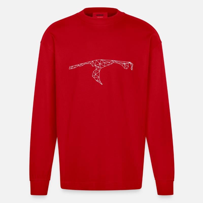 Sylt | Polygone | Blanc - Manches longues bio épais oversize fabriqué en UE - rouge